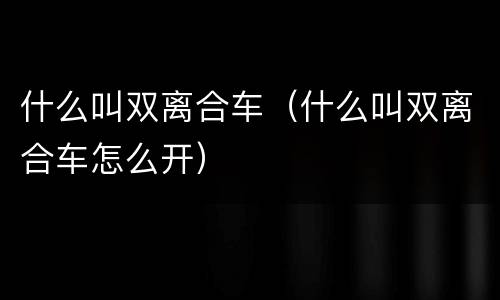 什么叫双离合车（什么叫双离合车怎么开）