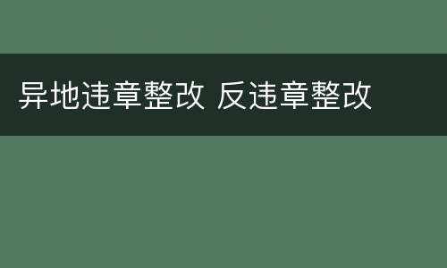 异地违章整改 反违章整改