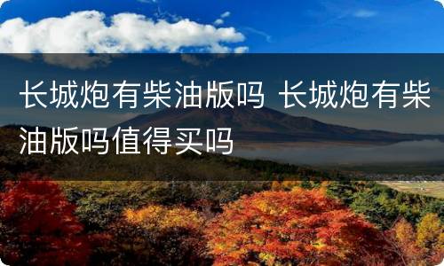 长城炮有柴油版吗 长城炮有柴油版吗值得买吗