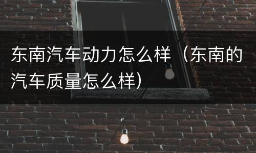 东南汽车动力怎么样（东南的汽车质量怎么样）