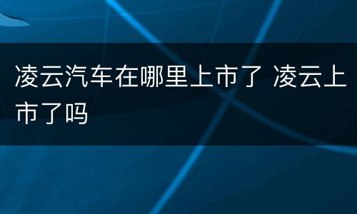 凌云汽车在哪里上市了 凌云上市了吗