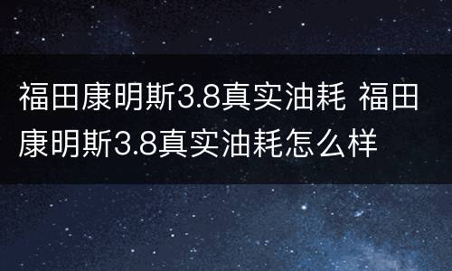福田康明斯3.8真实油耗 福田康明斯3.8真实油耗怎么样