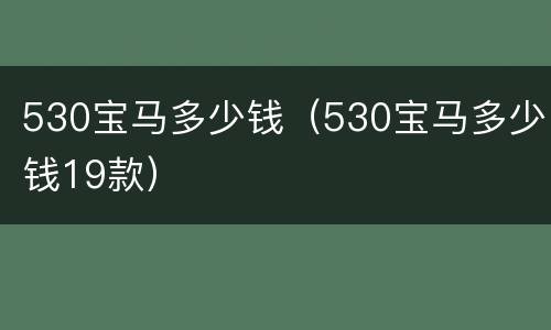 530宝马多少钱（530宝马多少钱19款）