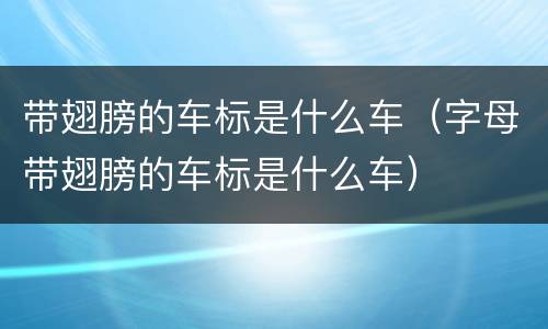 带翅膀的车标是什么车（字母带翅膀的车标是什么车）