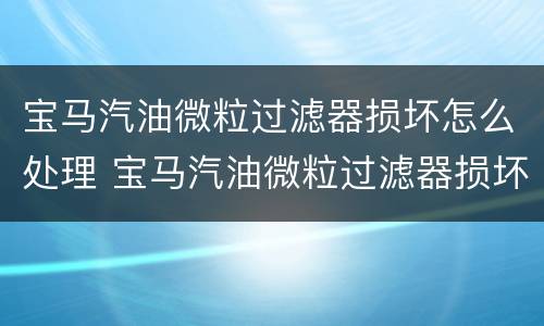 宝马汽油微粒过滤器损坏怎么处理 宝马汽油微粒过滤器损坏怎么处理视频