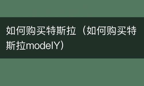 如何购买特斯拉（如何购买特斯拉modelY）