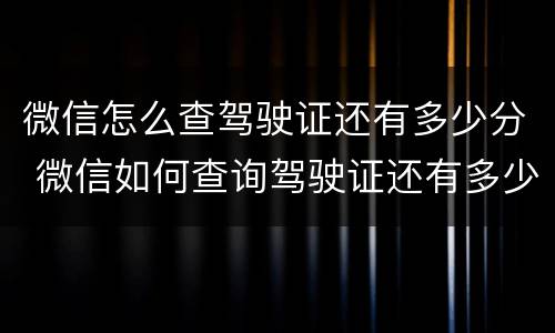 微信怎么查驾驶证还有多少分 微信如何查询驾驶证还有多少分