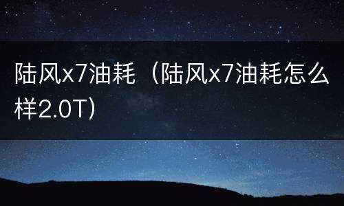 陆风x7油耗（陆风x7油耗怎么样2.0T）