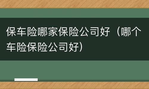 保车险哪家保险公司好（哪个车险保险公司好）