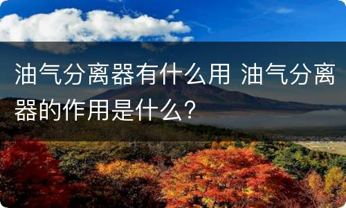 油气分离器有什么用 油气分离器的作用是什么?