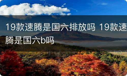 19款速腾是国六排放吗 19款速腾是国六b吗