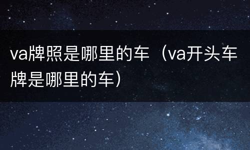 va牌照是哪里的车（va开头车牌是哪里的车）