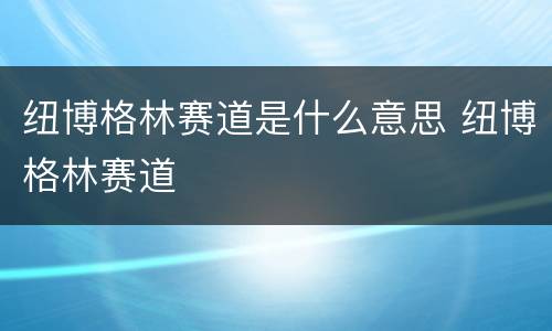 纽博格林赛道是什么意思 纽博格林赛道