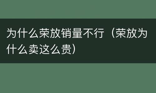 为什么荣放销量不行（荣放为什么卖这么贵）