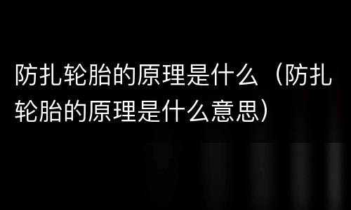 防扎轮胎的原理是什么（防扎轮胎的原理是什么意思）