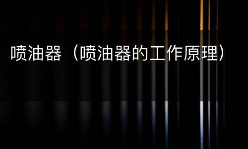 喷油器（喷油器的工作原理）