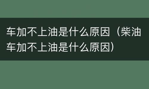 车加不上油是什么原因（柴油车加不上油是什么原因）