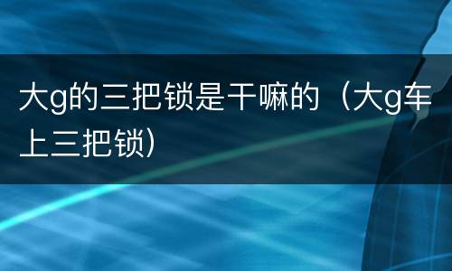大g的三把锁是干嘛的（大g车上三把锁）
