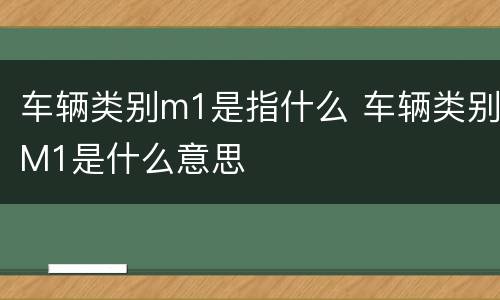 车辆类别m1是指什么 车辆类别M1是什么意思