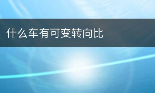 什么车有可变转向比