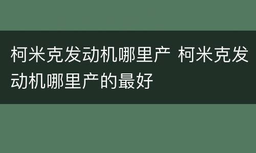 柯米克发动机哪里产 柯米克发动机哪里产的最好