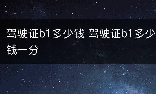 驾驶证b1多少钱 驾驶证b1多少钱一分