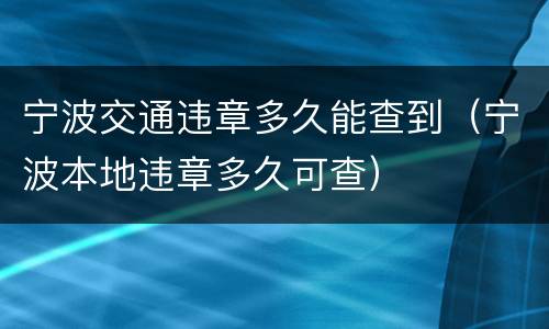 宁波交通违章多久能查到（宁波本地违章多久可查）