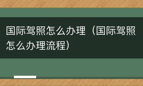国际驾照怎么办理（国际驾照怎么办理流程）