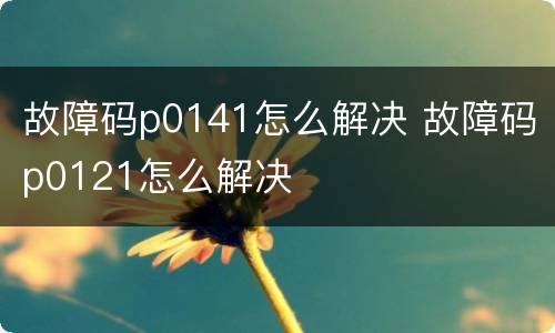 故障码p0141怎么解决 故障码p0121怎么解决