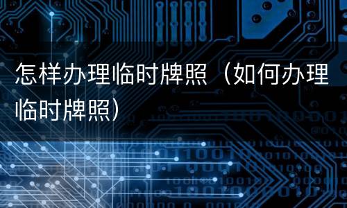 怎样办理临时牌照（如何办理临时牌照）