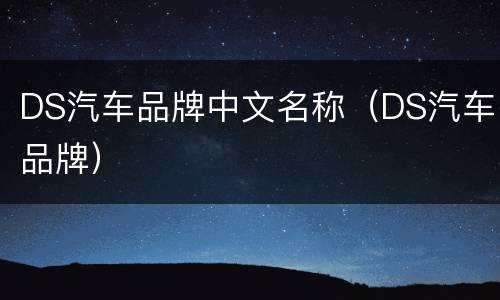 DS汽车品牌中文名称（DS汽车品牌）