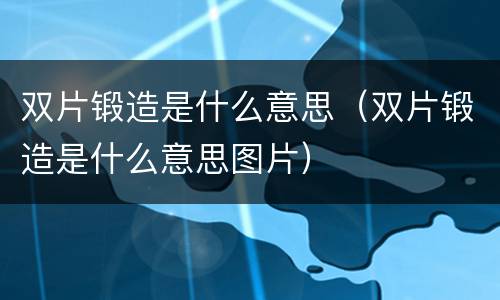 双片锻造是什么意思（双片锻造是什么意思图片）