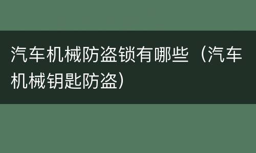 汽车机械防盗锁有哪些（汽车机械钥匙防盗）