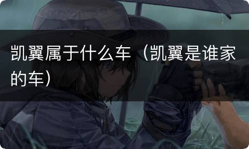 凯翼属于什么车（凯翼是谁家的车）