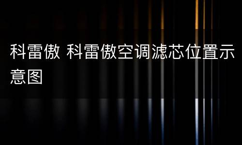 科雷傲 科雷傲空调滤芯位置示意图