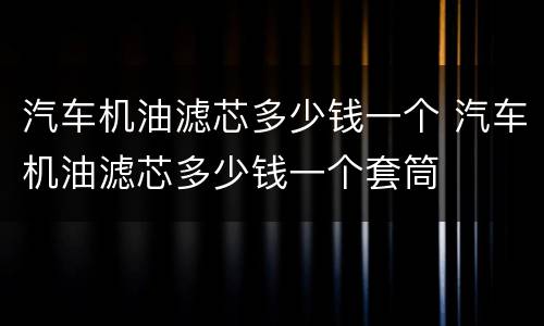 汽车机油滤芯多少钱一个 汽车机油滤芯多少钱一个套筒
