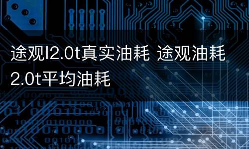 途观l2.0t真实油耗 途观油耗2.0t平均油耗