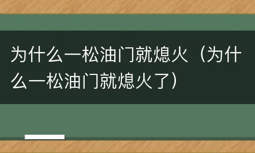 为什么一松油门就熄火（为什么一松油门就熄火了）