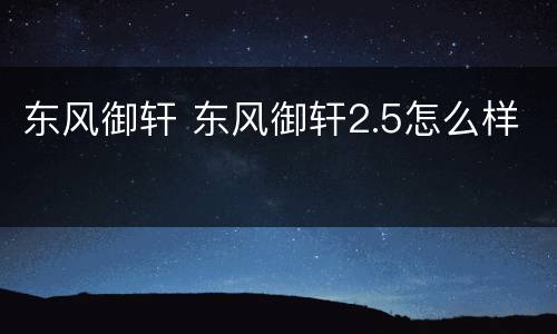东风御轩 东风御轩2.5怎么样