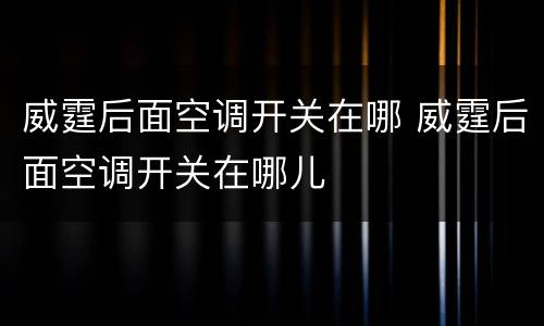 威霆后面空调开关在哪 威霆后面空调开关在哪儿