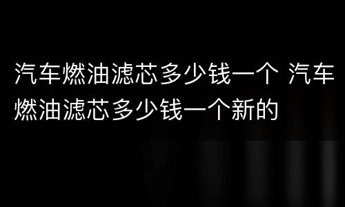 汽车燃油滤芯多少钱一个 汽车燃油滤芯多少钱一个新的