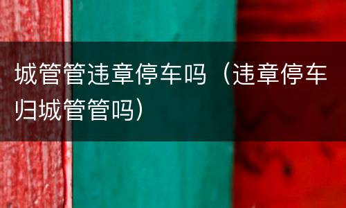 城管管违章停车吗（违章停车归城管管吗）