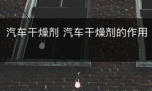 汽车干燥剂 汽车干燥剂的作用