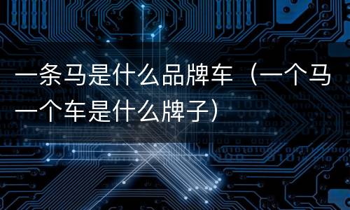一条马是什么品牌车（一个马一个车是什么牌子）