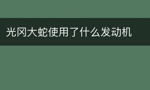 光冈大蛇使用了什么发动机
