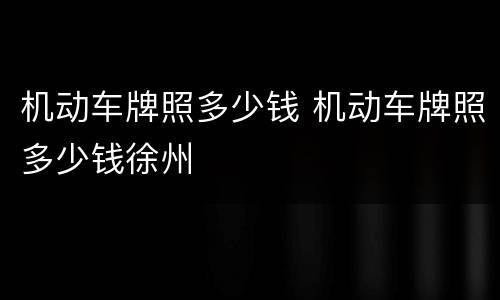 机动车牌照多少钱 机动车牌照多少钱徐州