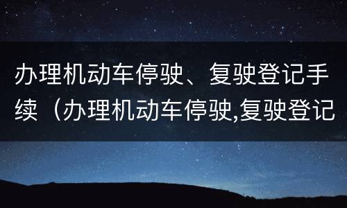 办理机动车停驶、复驶登记手续（办理机动车停驶,复驶登记手续要多久）