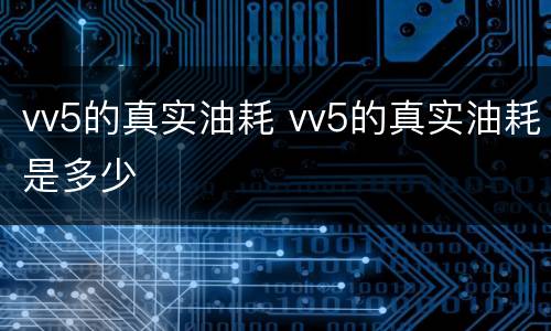 vv5的真实油耗 vv5的真实油耗是多少