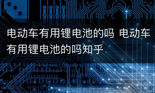 电动车有用锂电池的吗 电动车有用锂电池的吗知乎