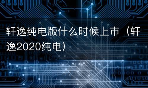 轩逸纯电版什么时候上市（轩逸2020纯电）